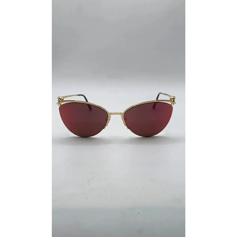 Cartier Gold-tone Cat-Eye Tinted Sunglasses